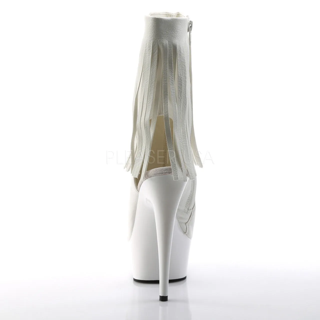 6" Heel White Open Toe-Heel Faux Leather*