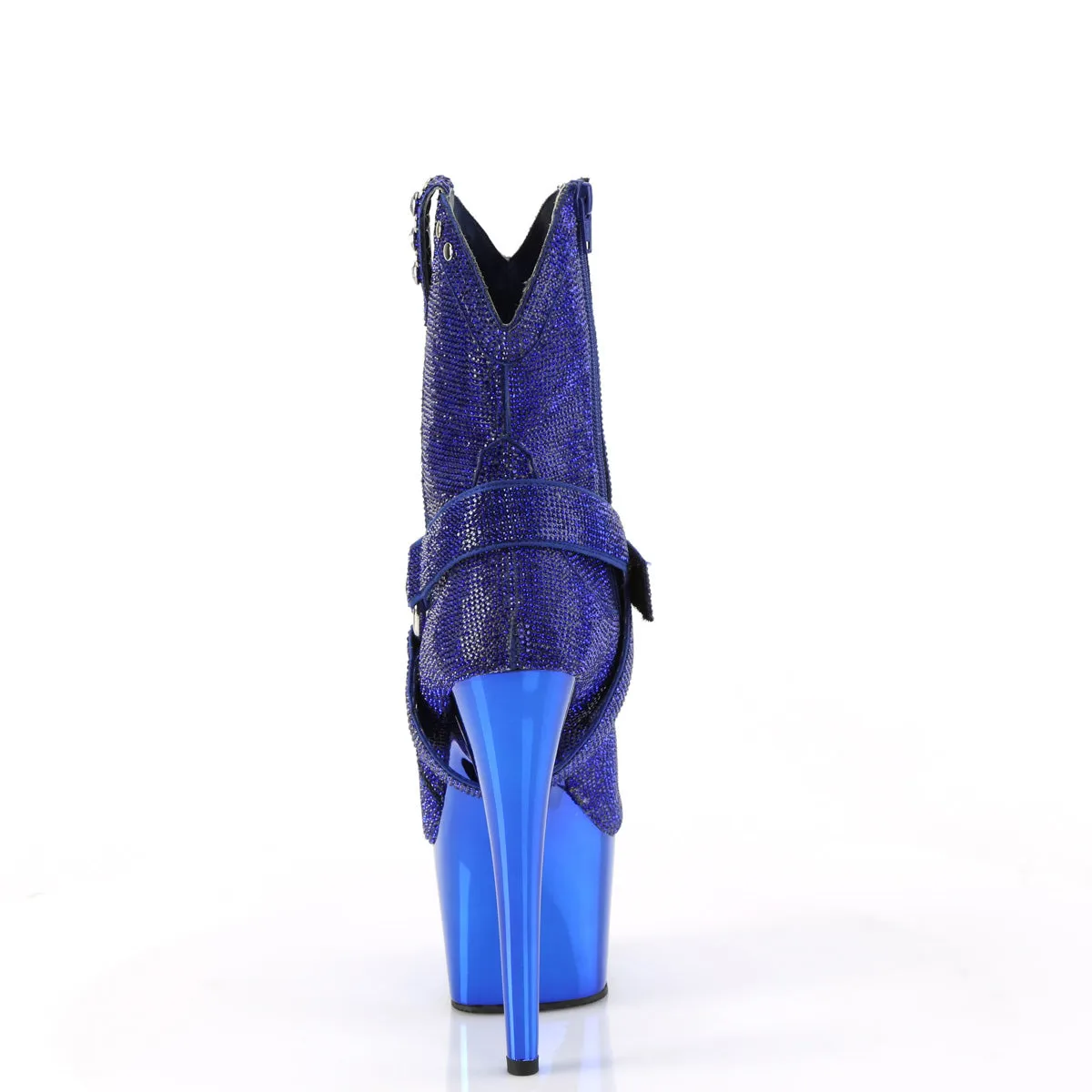 Adore 1029CHRS Blue Rhinestone 7" Heel Platform Western Cowgirl Ankle Boots -Direct
