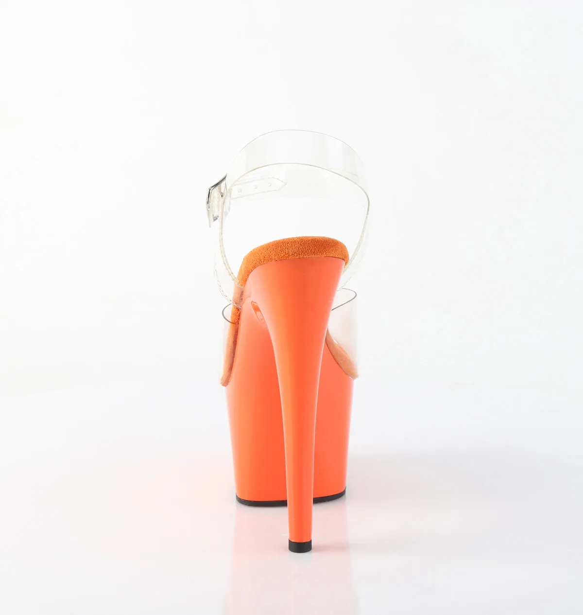Adore 708 Clear Upper Ankle Strap 7" Heel Orange Platform Shoes -Direct