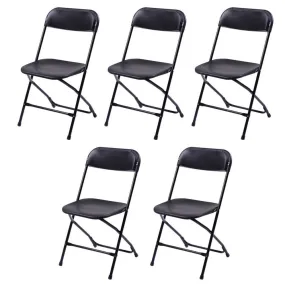 ALICIAN 5pcs Folding Chair Plastic Portable Stackable Patio Stool Black ALICIAN 5pcs Folding Chair Plastic Portable Stackable Patio Stool Black