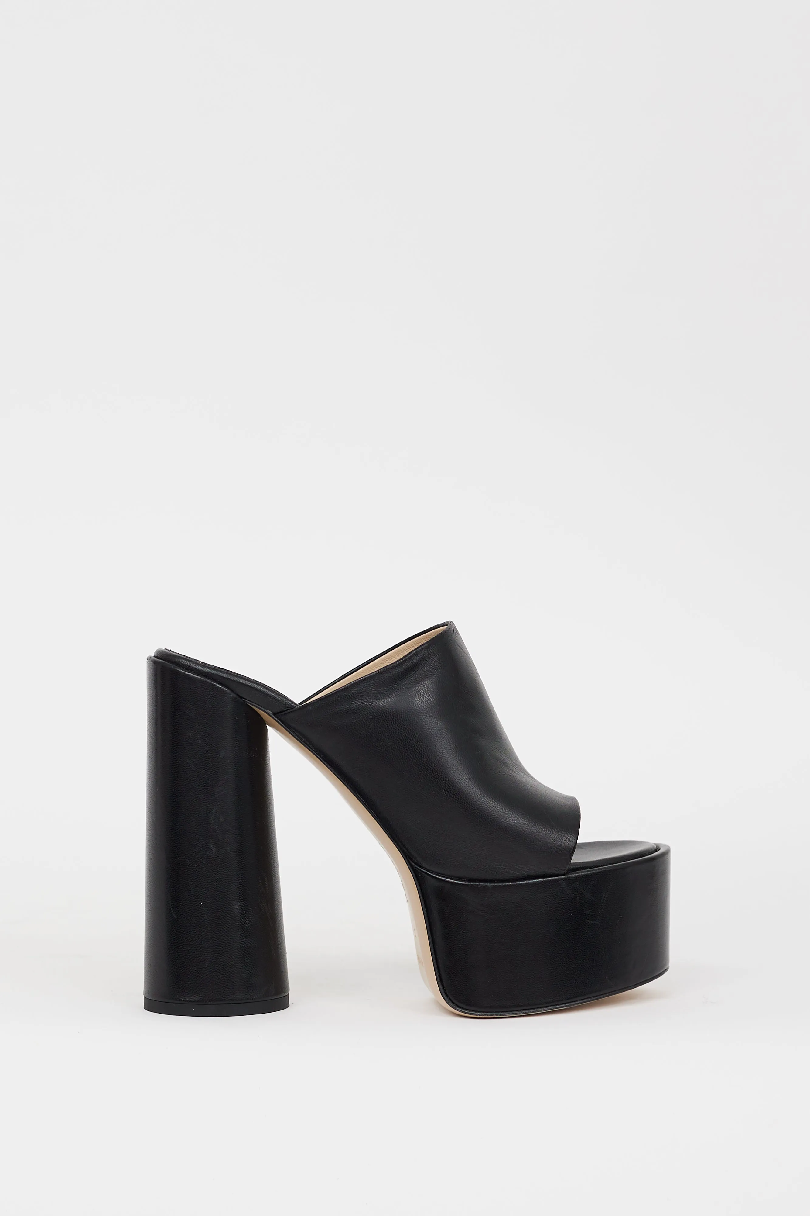 Black Leather Electra Platform  Heel