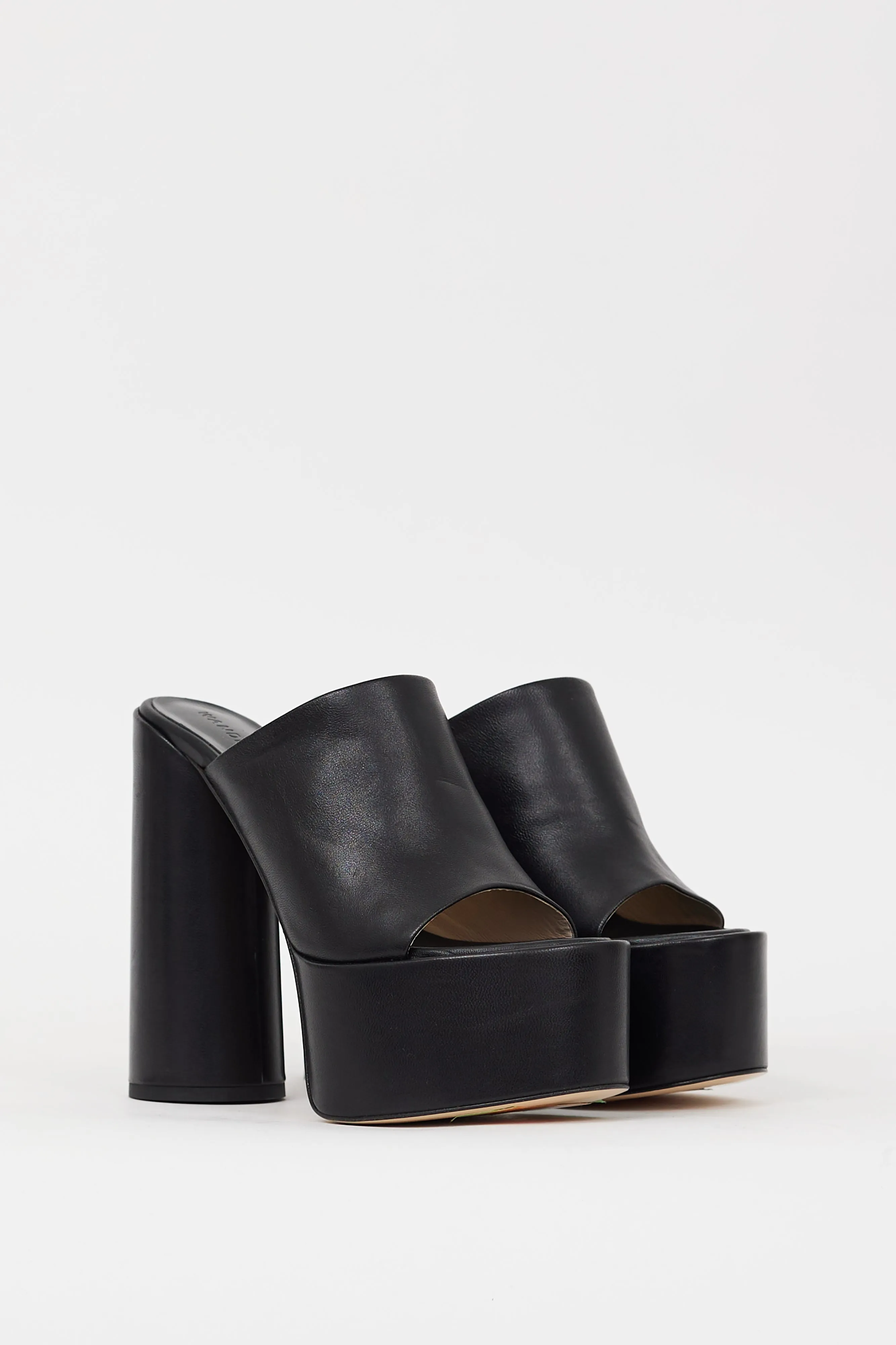 Black Leather Electra Platform Heel