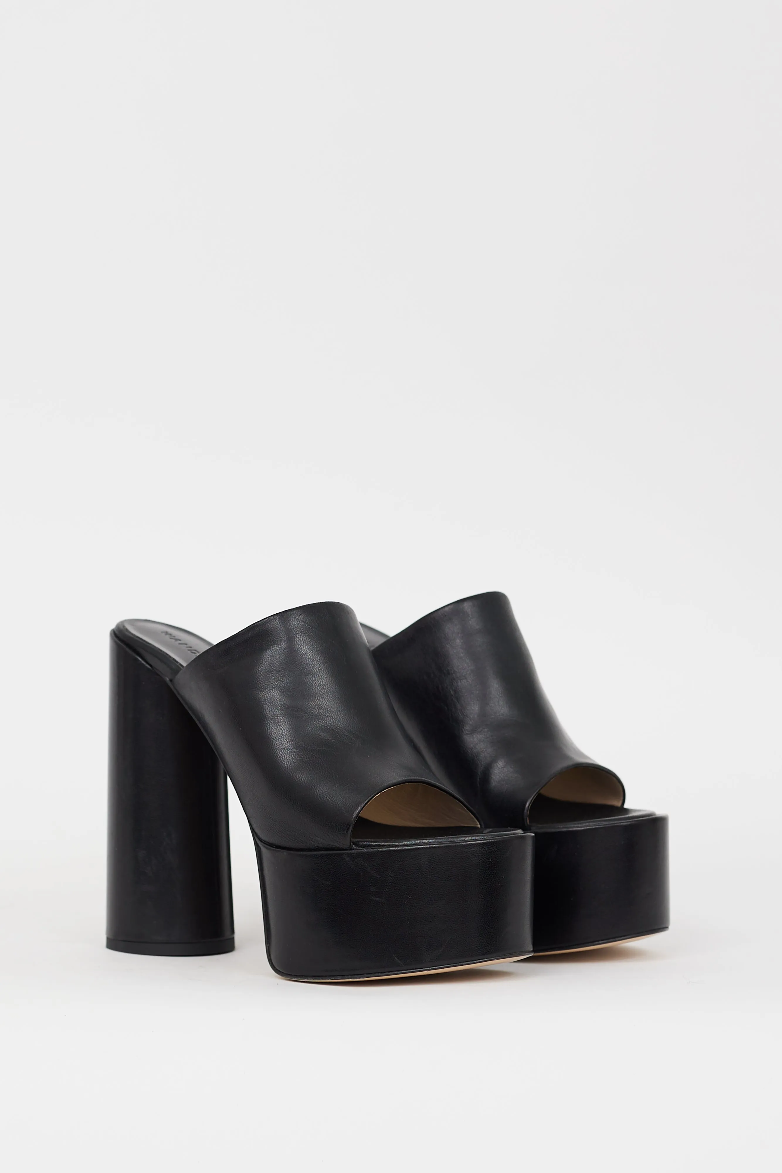Black Leather Electra Platform  Heel