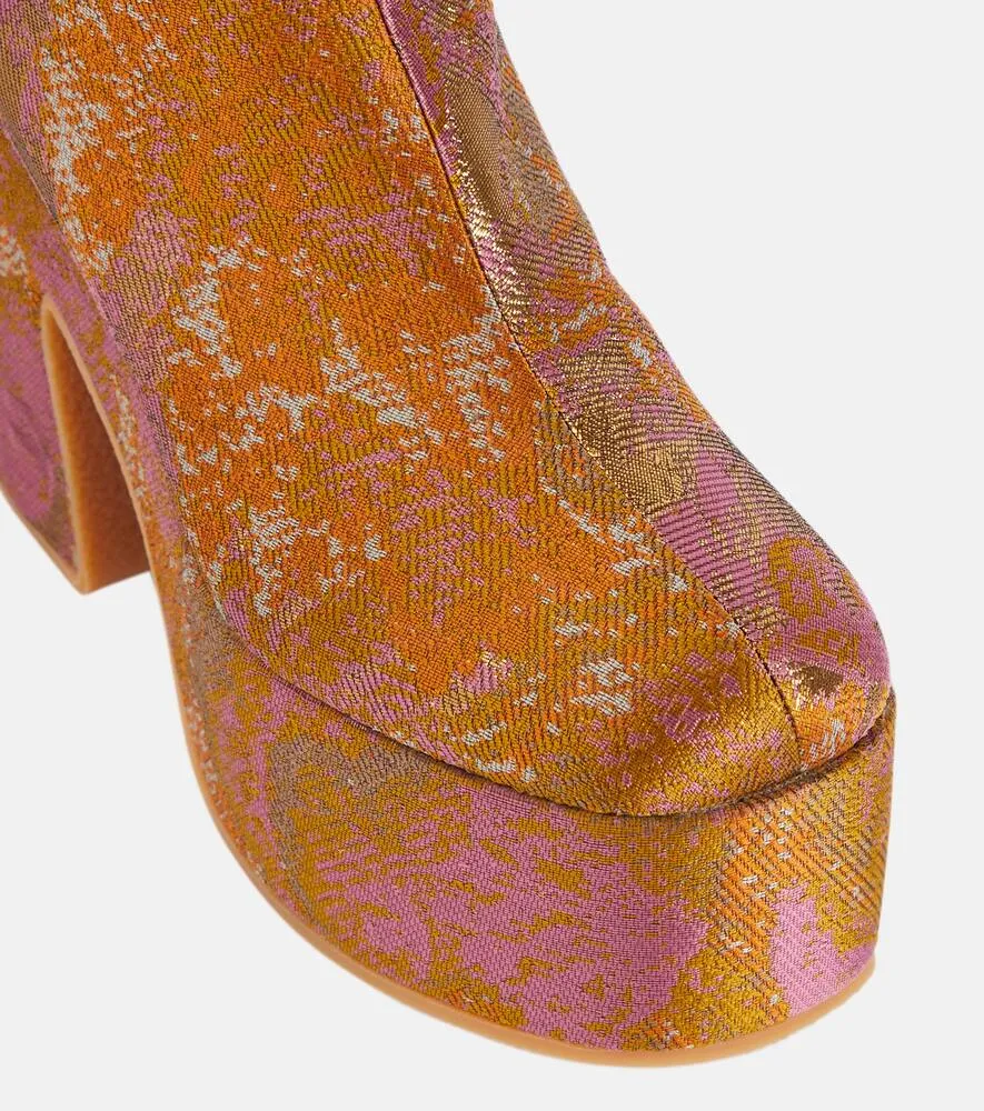 Dries Van Noten Jacquard platform ankle boots