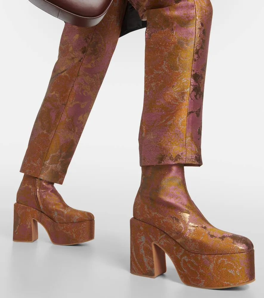 Dries Van Noten Jacquard platform ankle boots