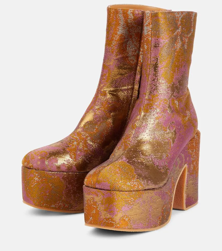 Dries Van Noten Jacquard platform ankle boots