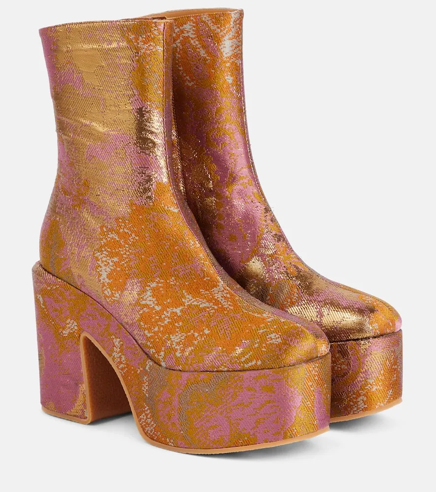 Dries Van Noten Jacquard platform ankle boots
