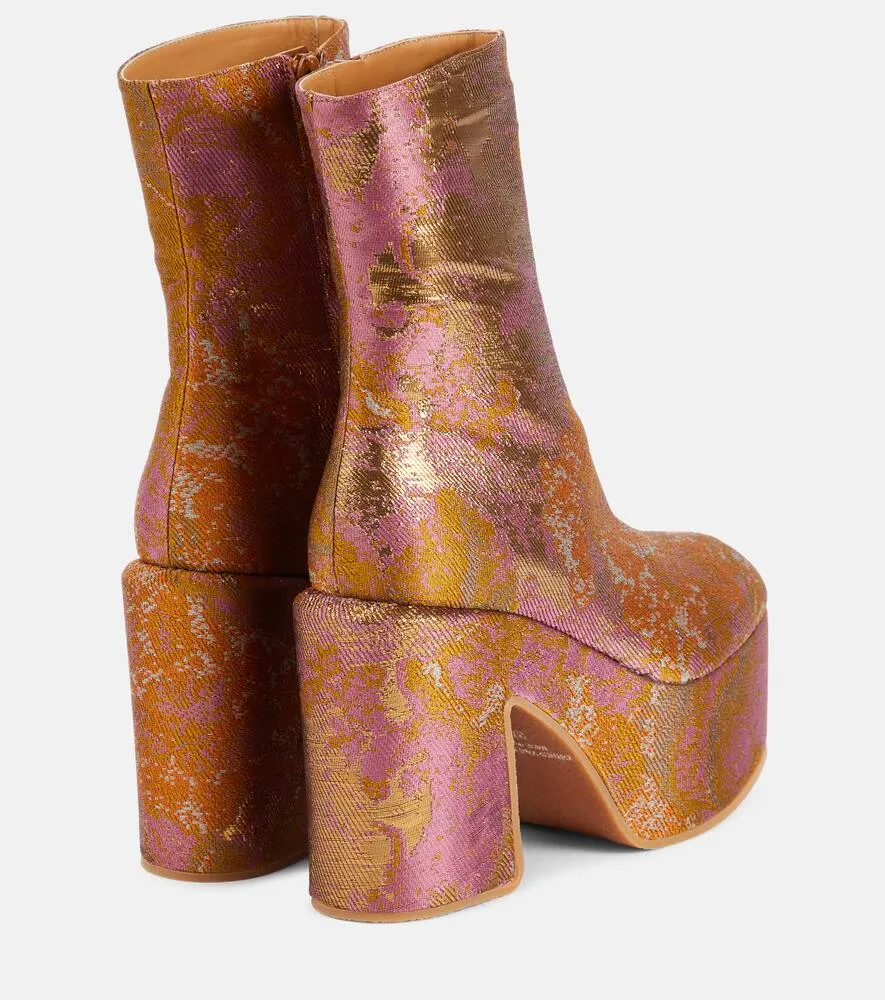 Dries Van Noten Jacquard platform ankle boots