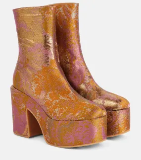 Dries Van Noten Jacquard platform ankle boots