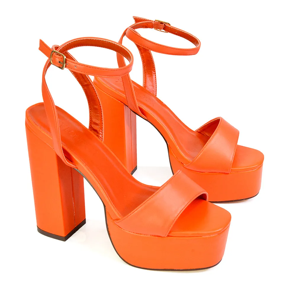 Jayce Strappy Chunky Block High Heel Shoes Platform in Green
