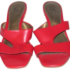 Red Etienne Aigner Slip-on Rattan Wedge Slides