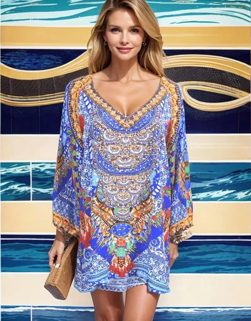 Silk Embellished Gypsy Top -Paradise-Fashion Spectrum