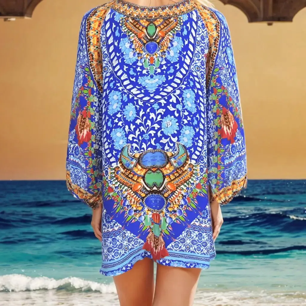 Silk Embellished Gypsy Top -Paradise-Fashion Spectrum