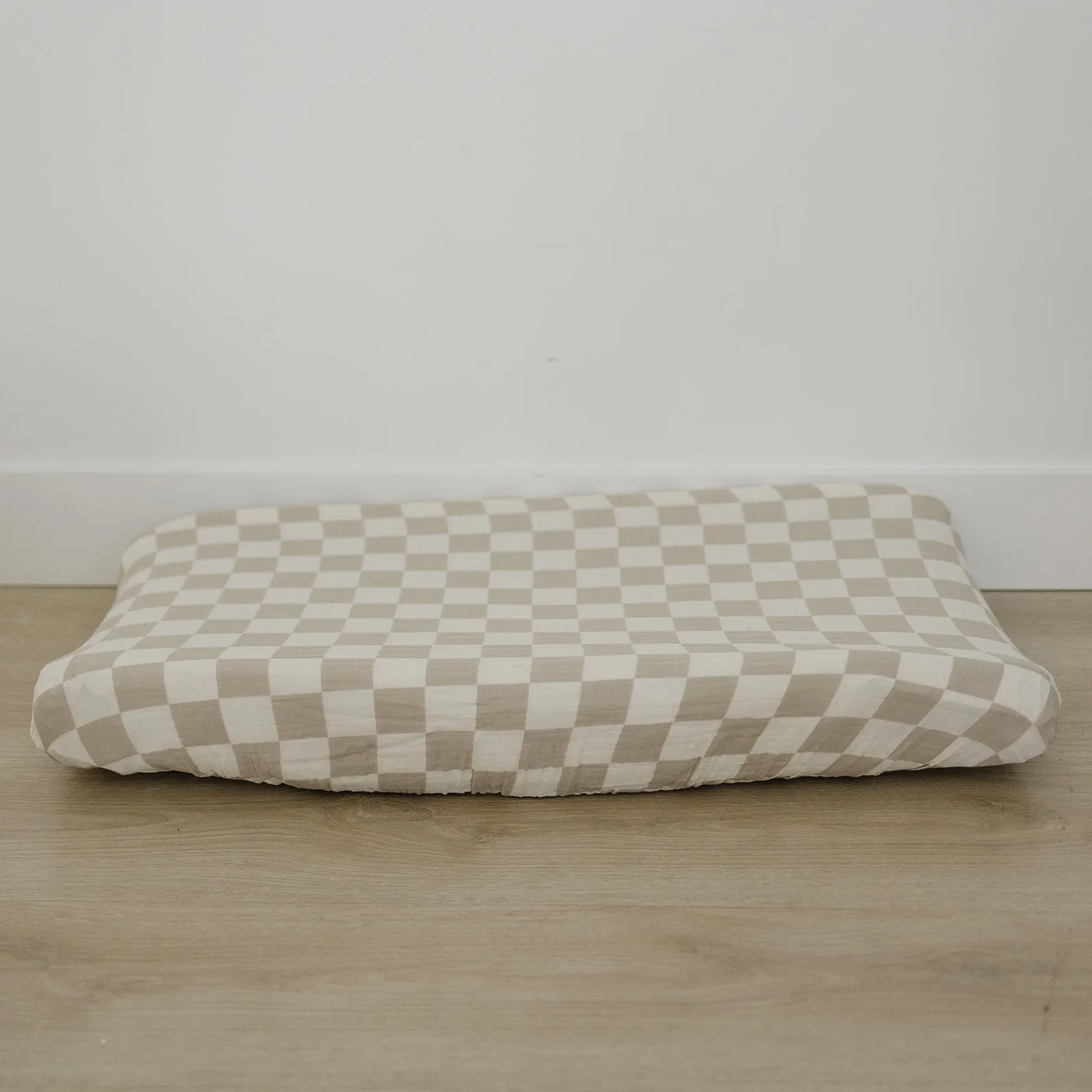 Taupe Checkered Changing Pad Cover
