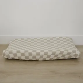 Taupe Checkered Changing Pad Cover
