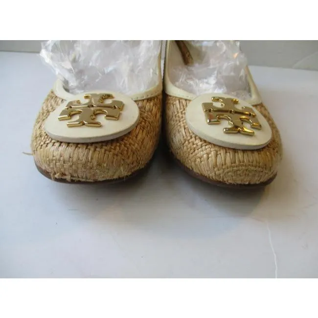 Tory Burch Tan Rattan Woven Round Toe Slip On Pumps Size Us