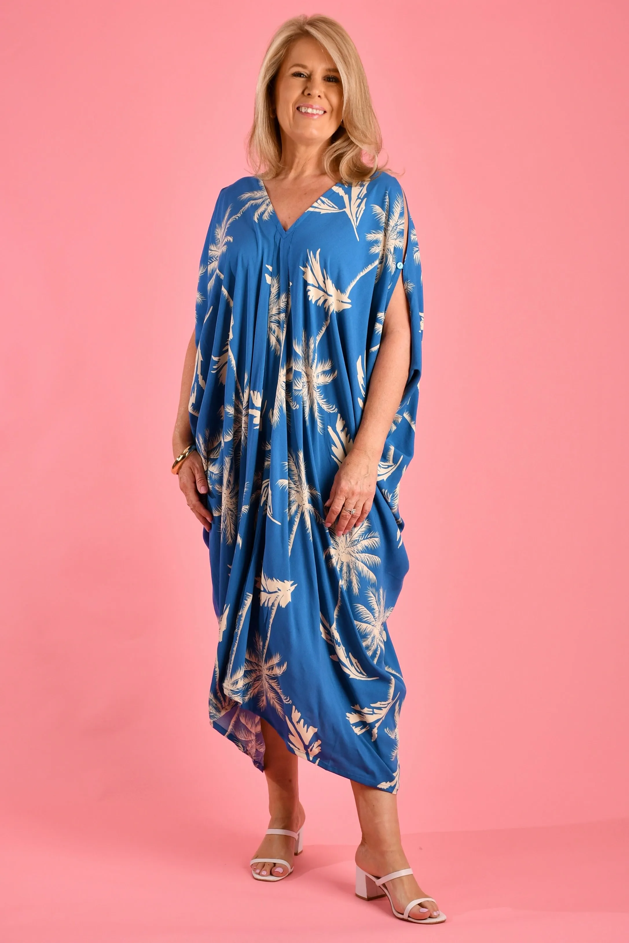 VBLD348 - CUSHLA DRESS - ISLAND PALM BLUE