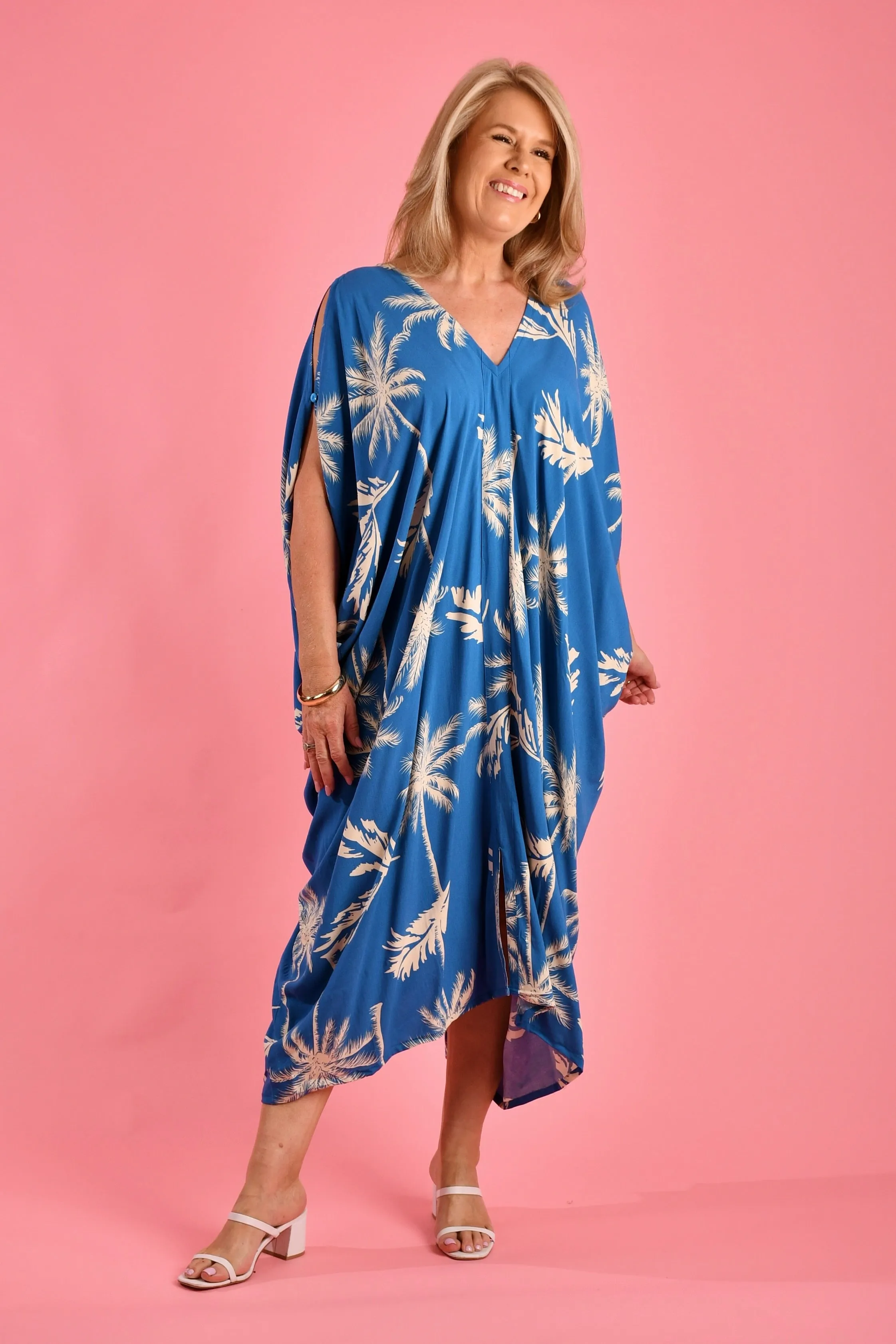VBLD348 - CUSHLA DRESS - ISLAND PALM BLUE