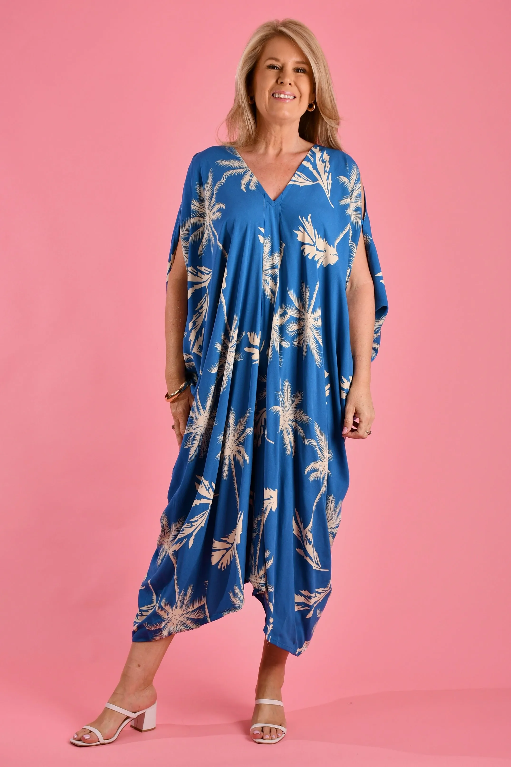 VBLD348 - CUSHLA DRESS - ISLAND PALM BLUE