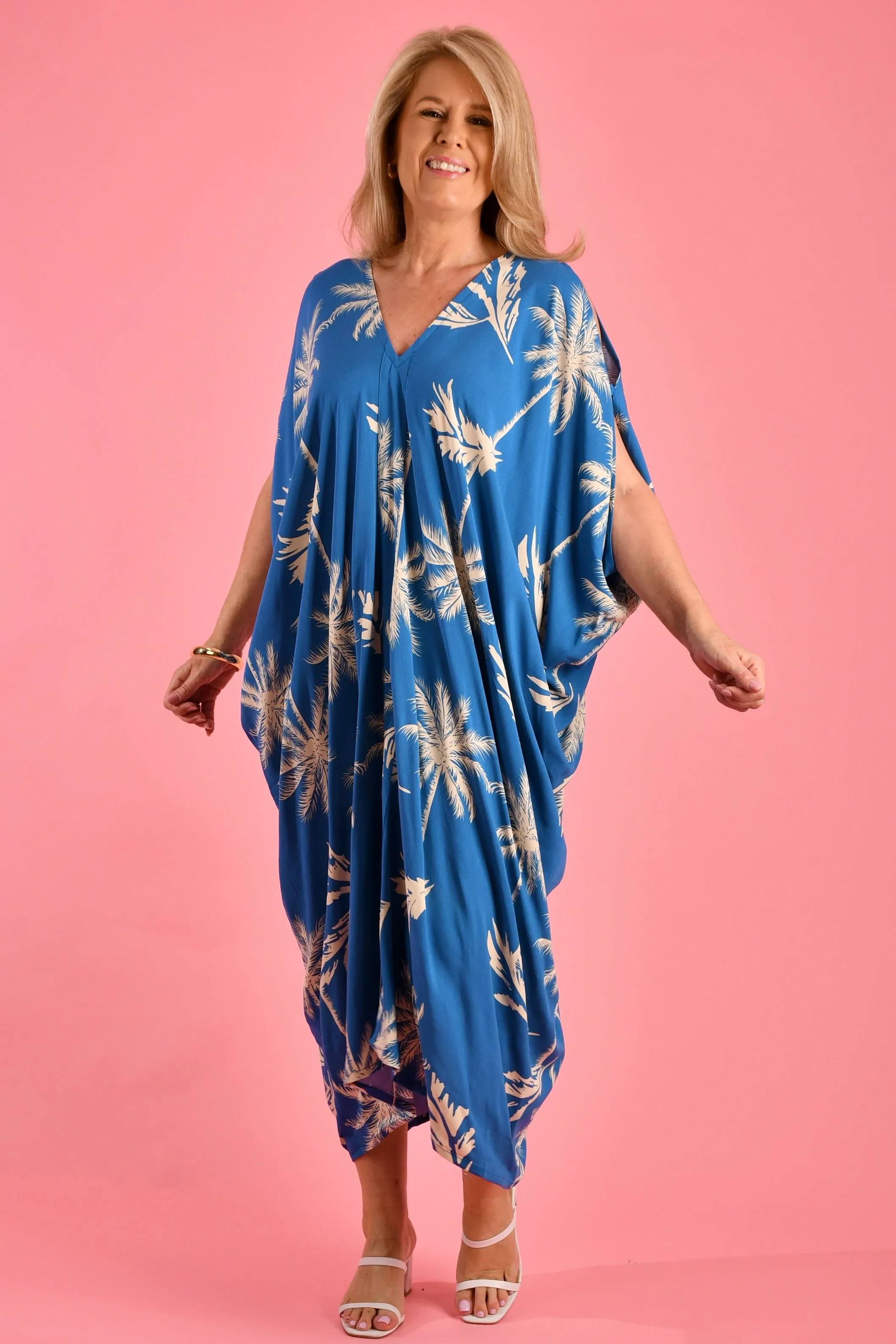 VBLD348 - CUSHLA DRESS - ISLAND PALM BLUE